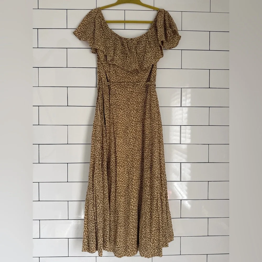 Anthropologie Bolano Cheetah-Print Button-Front Midi Dress - Picture 6 of 6